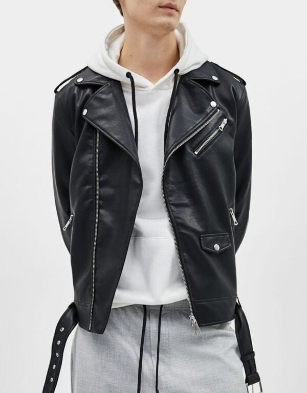 Faux leather biker jacket